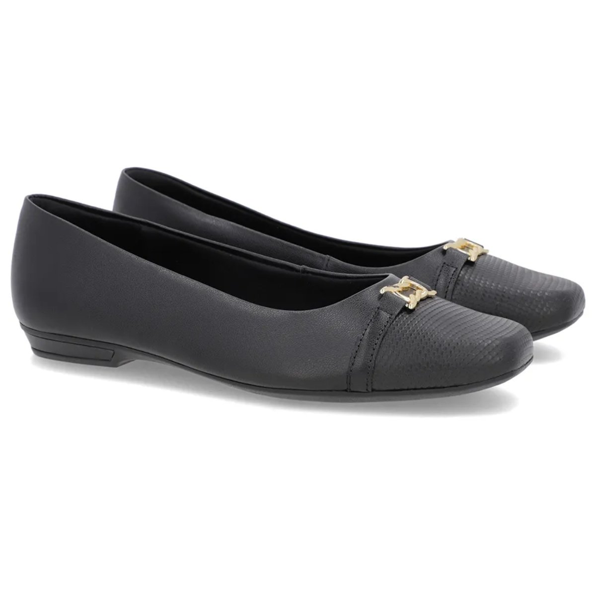Sapatilha Usaflex Bico Quadrado Feminina Couro UC05003 Preto 1