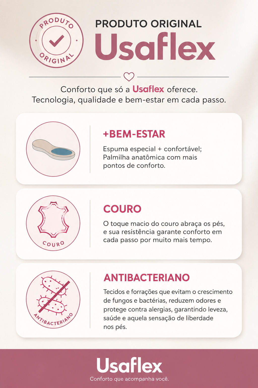 Sapatilha Usaflex Bico Quadrado Feminina Couro UC05003 Preto 6