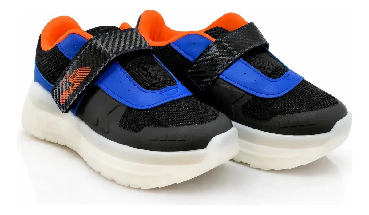 Tenis Kidy Rodinha com Luz Infantil Meninos Preto/Azul 2