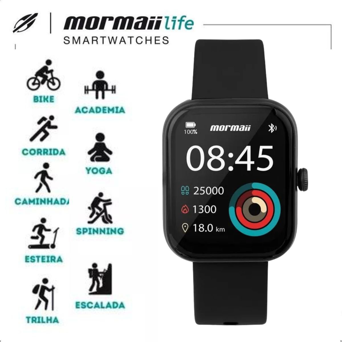 Relógio Smartwatch Mormaii Unissex Life Preto 5