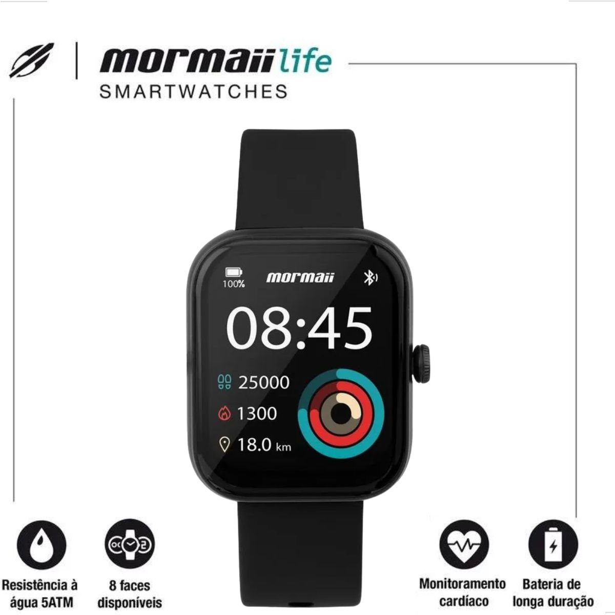 Relógio Smartwatch Mormaii Unissex Life Preto 7