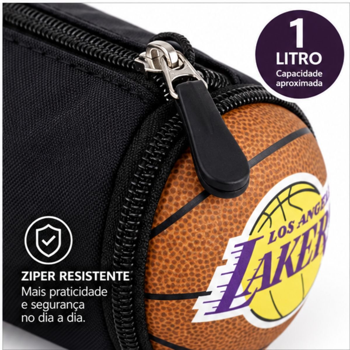 Estojo 3D NBA Los Angeles Lakers Maccabi Bola Basquete 2L Preto 6