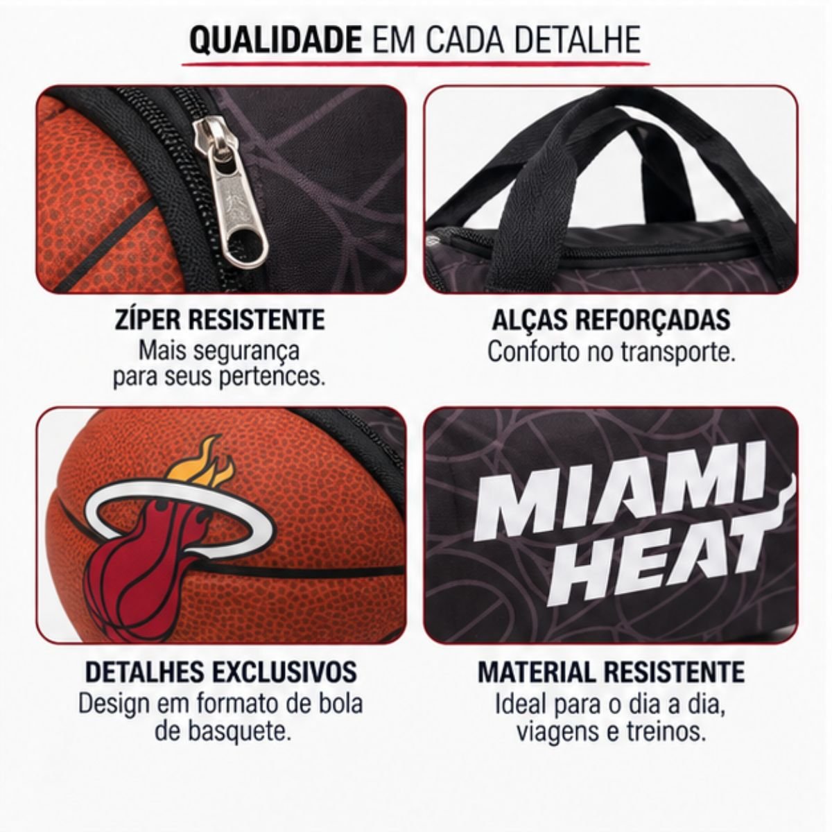 Bolsa Térmica Miami Heat 5 Litros Lancheira Maccabi Preto 5
