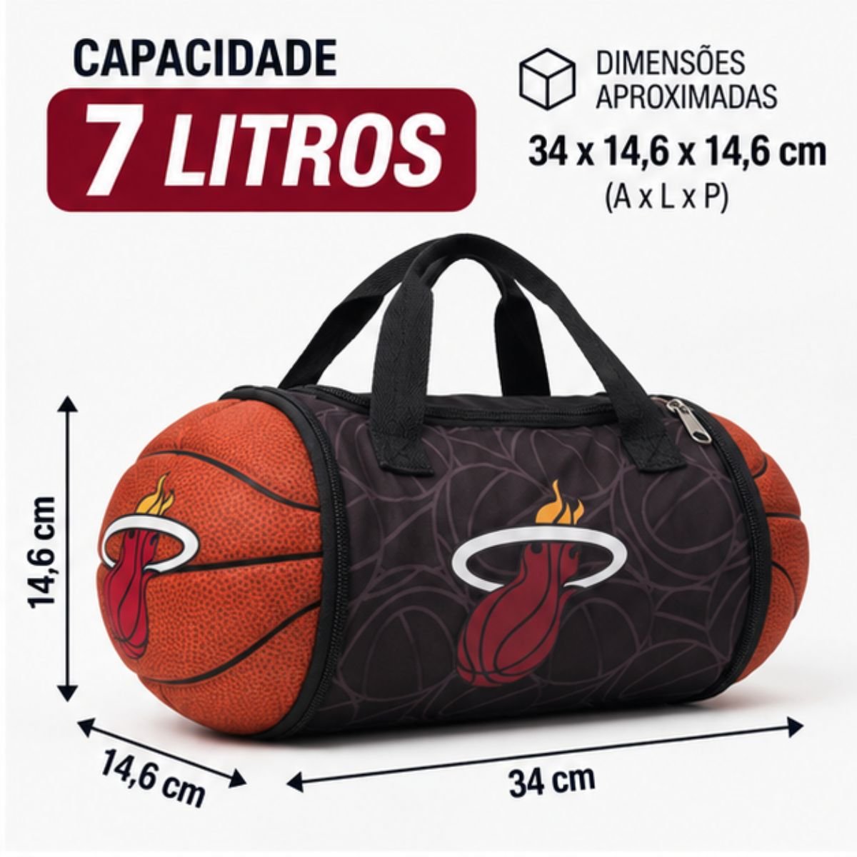 Bolsa Térmica Miami Heat 5 Litros Lancheira Maccabi Preto 6