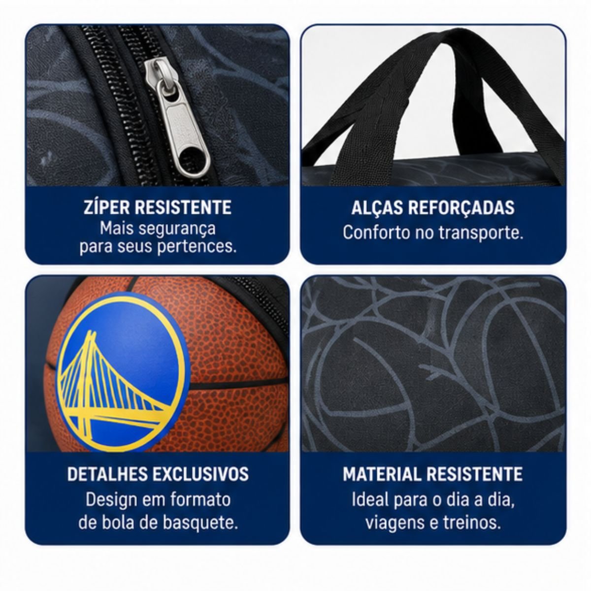Bolsa Térmica NBA Golden State Warriors Dobrável Maccabi 5L Preto 3