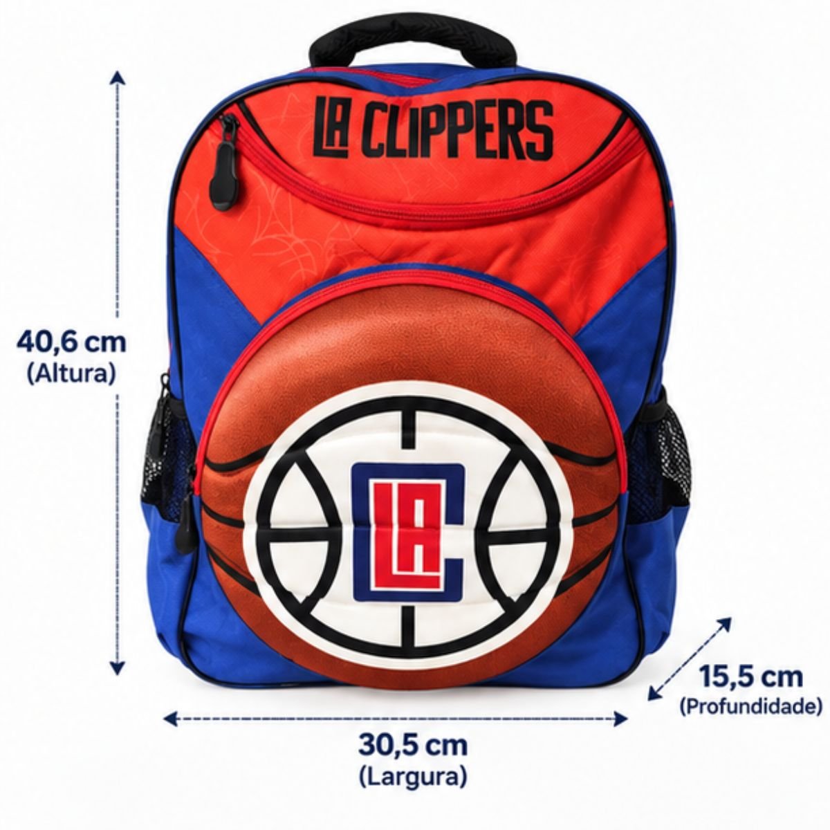 Mochila 3D NBA Los Angeles Clippers Maccabi Basquete 14L Azul 5