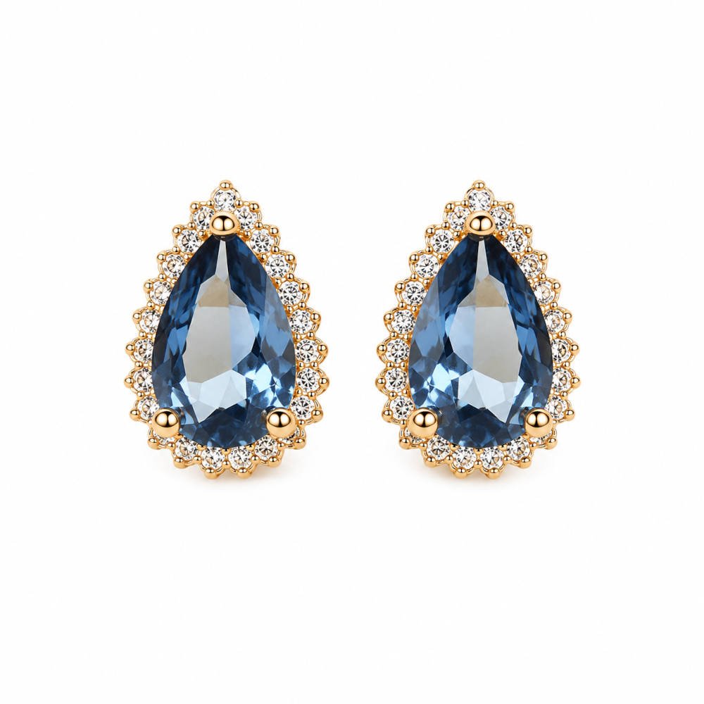 Brinco London Blue - Banho de Ouro 18k