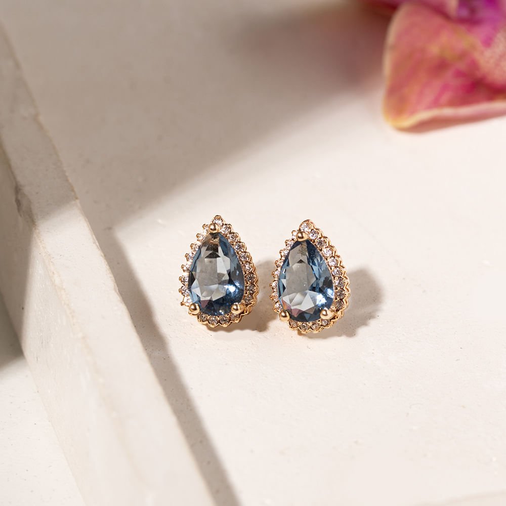Brinco London Blue - Banho de Ouro 18k Azul 2