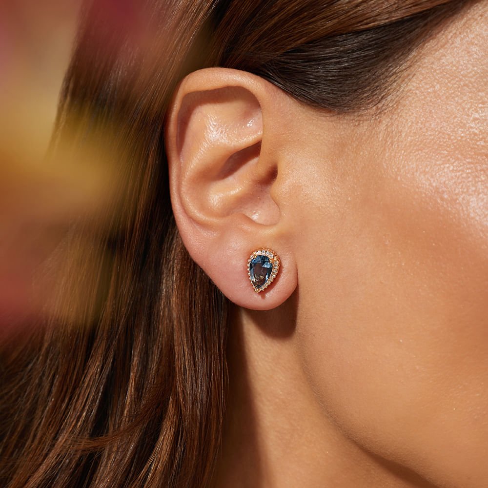 Brinco London Blue - Banho de Ouro 18k Azul 3