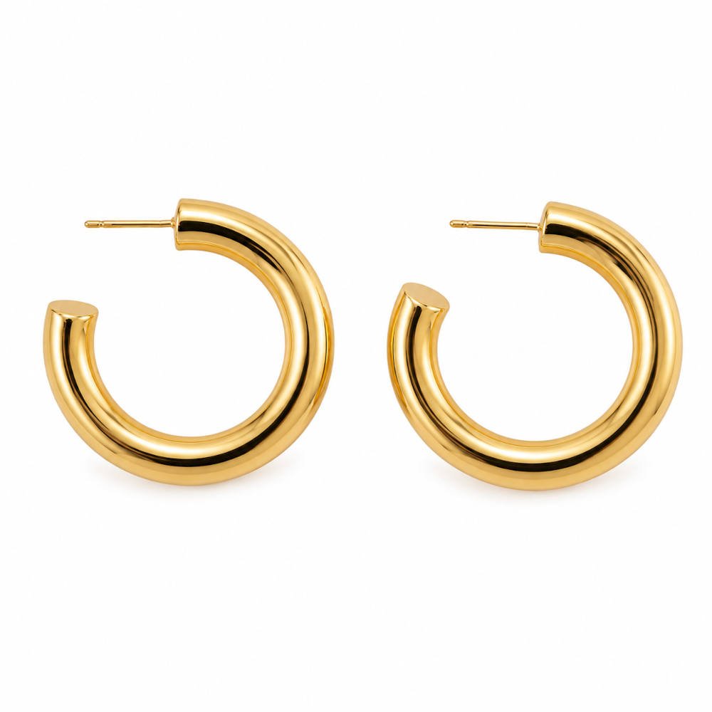 Brinco Liso Sienna - Banho de Ouro 18k