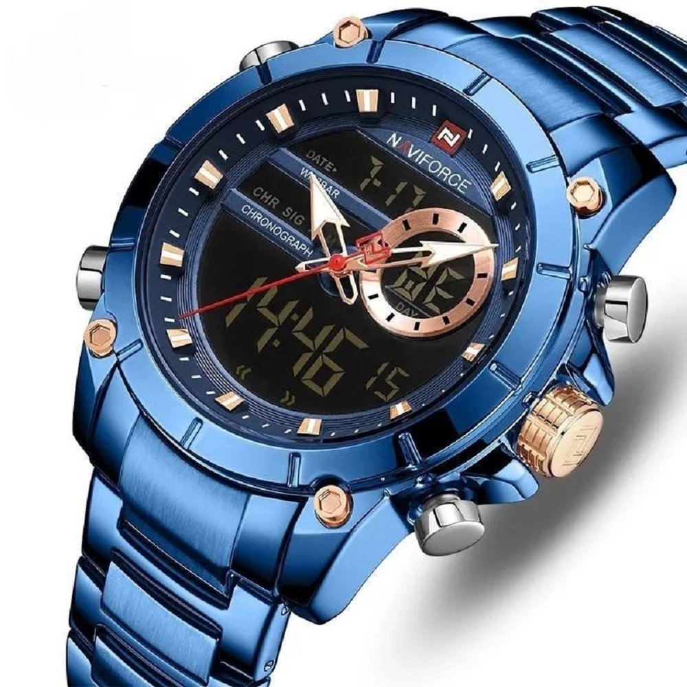 Relogio Naviforce 9163 Azul Masculino Digital e Analogico Azul 2