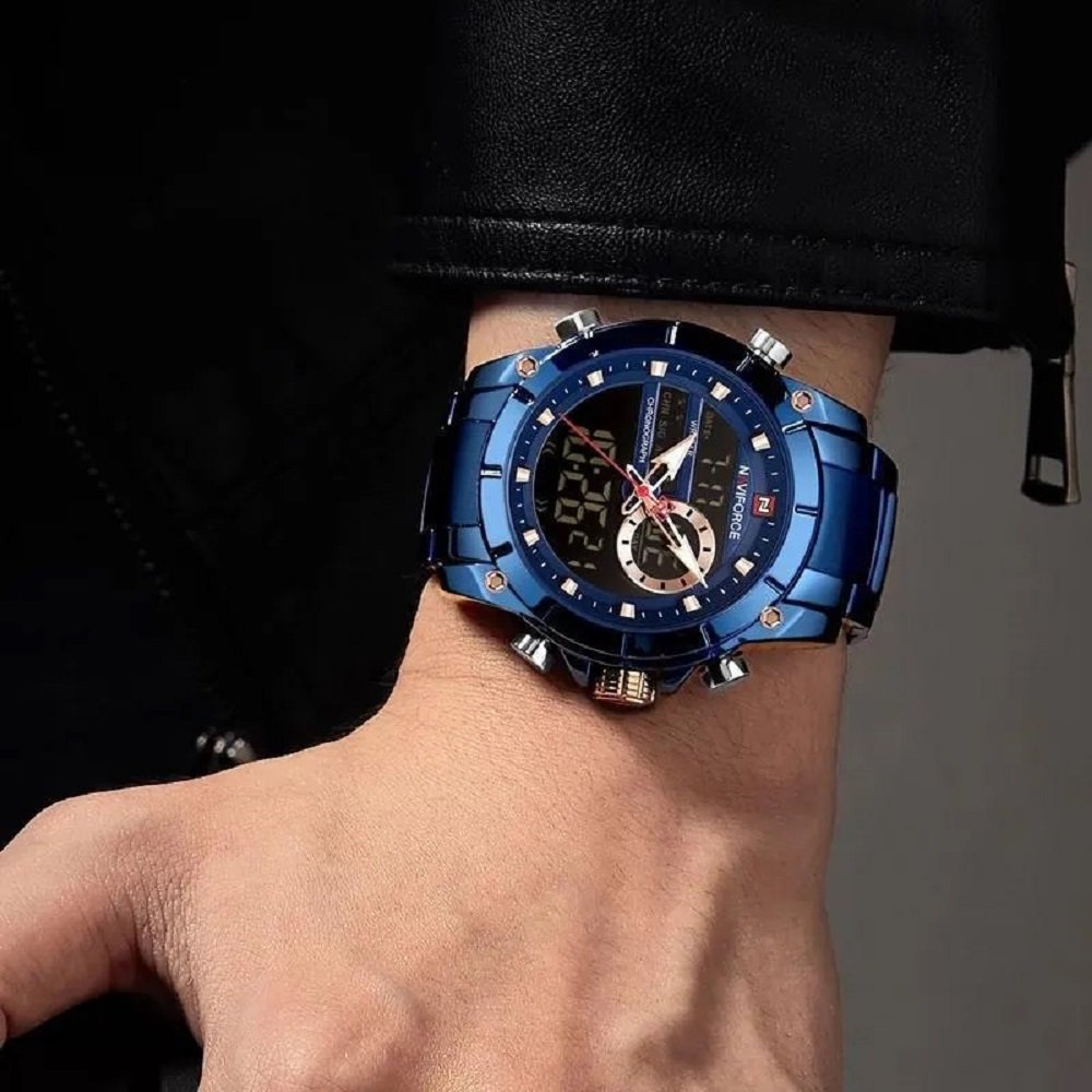 Relogio Naviforce 9163 Azul Masculino Digital e Analogico Azul 4
