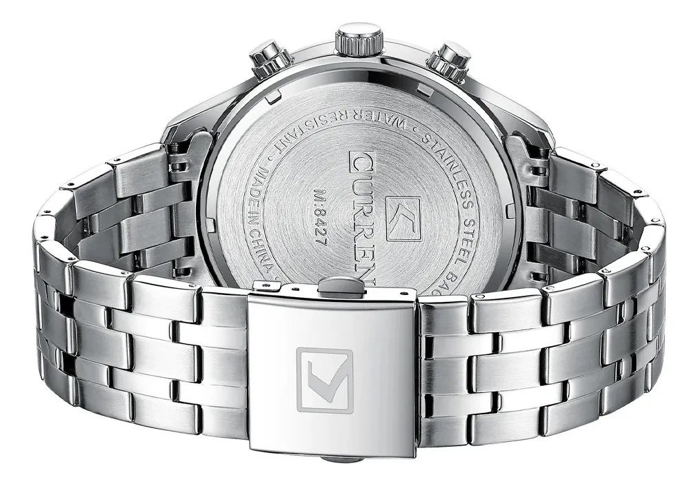 Relógio Curren 8427  pulseira aço masculino Prata 3