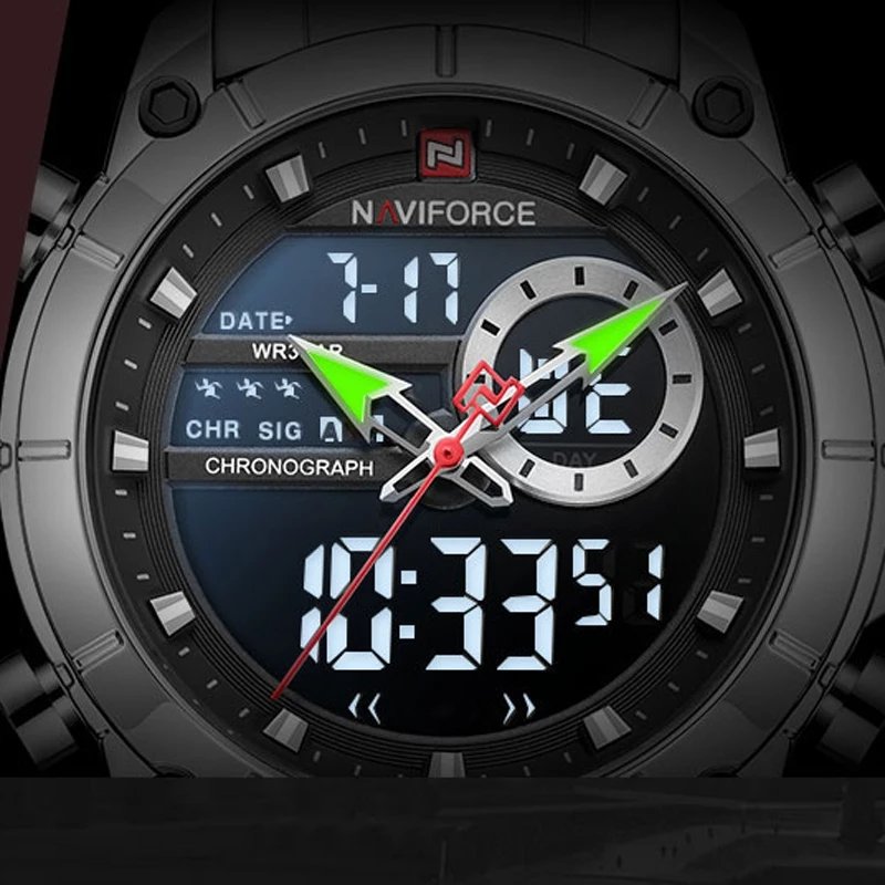 Relogio Naviforce 9163 Prata Masculino Digital e Analogico Prata 4