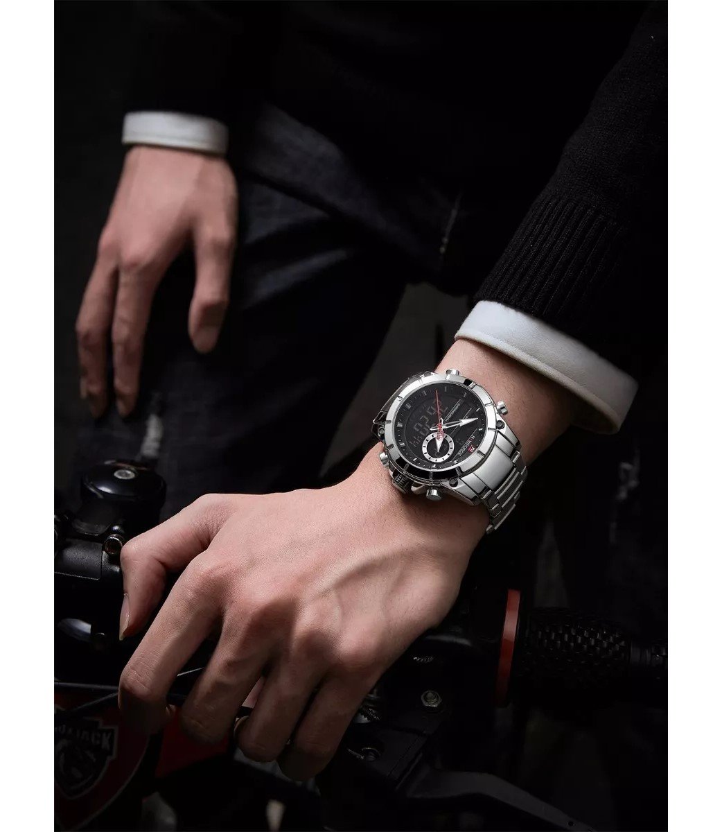 Relogio Naviforce 9163 Prata Masculino Digital e Analogico Prata 5