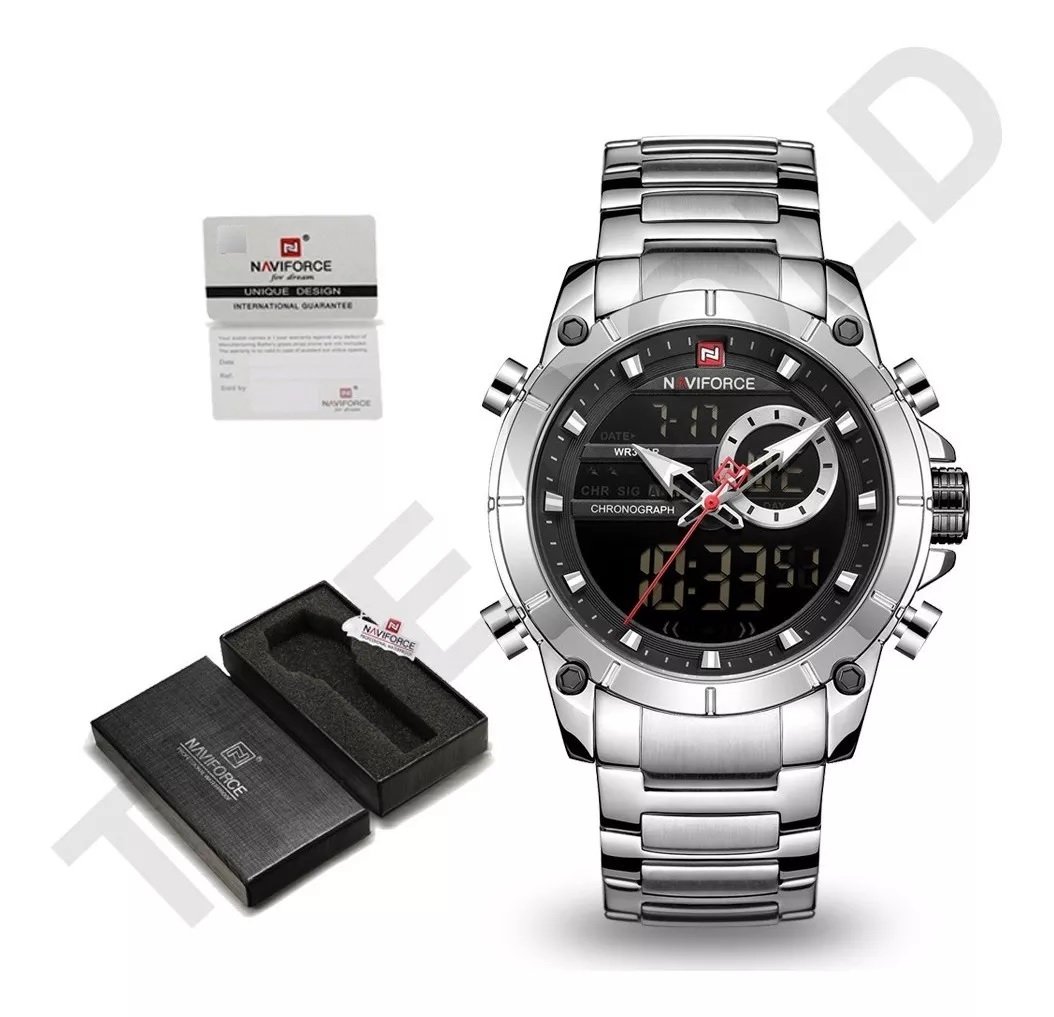 Relogio Naviforce 9163 Prata Masculino Digital e Analogico Prata 7