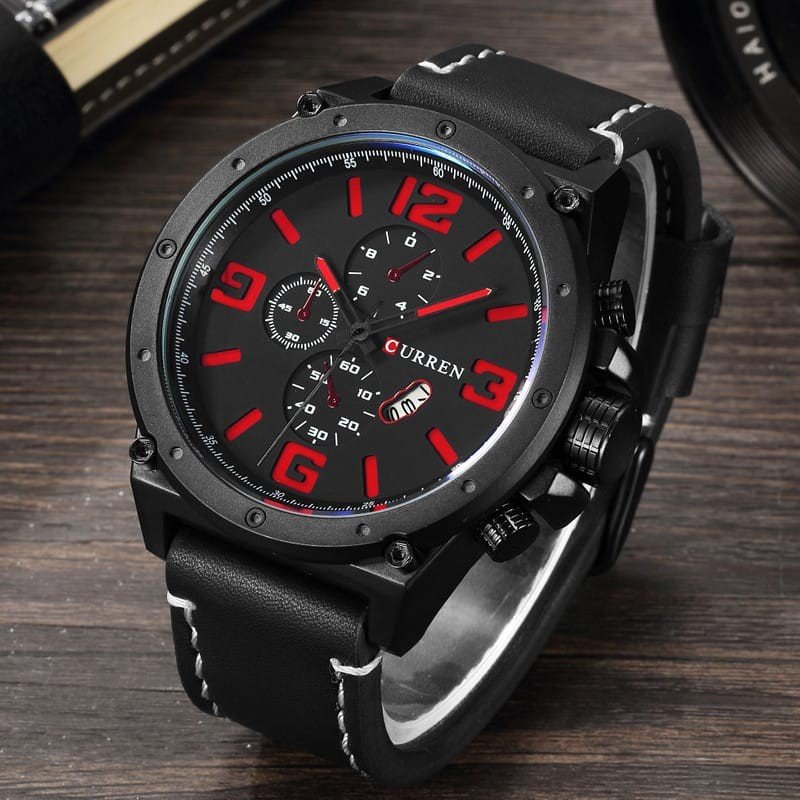 Relógio Masculino CURREN 8230 Pulseira De Couro Preto 2
