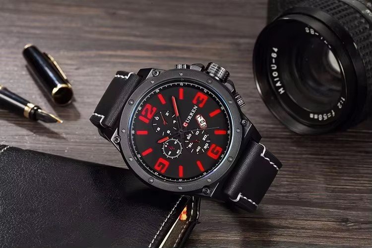 Relógio Masculino CURREN 8230 Pulseira De Couro Preto 3
