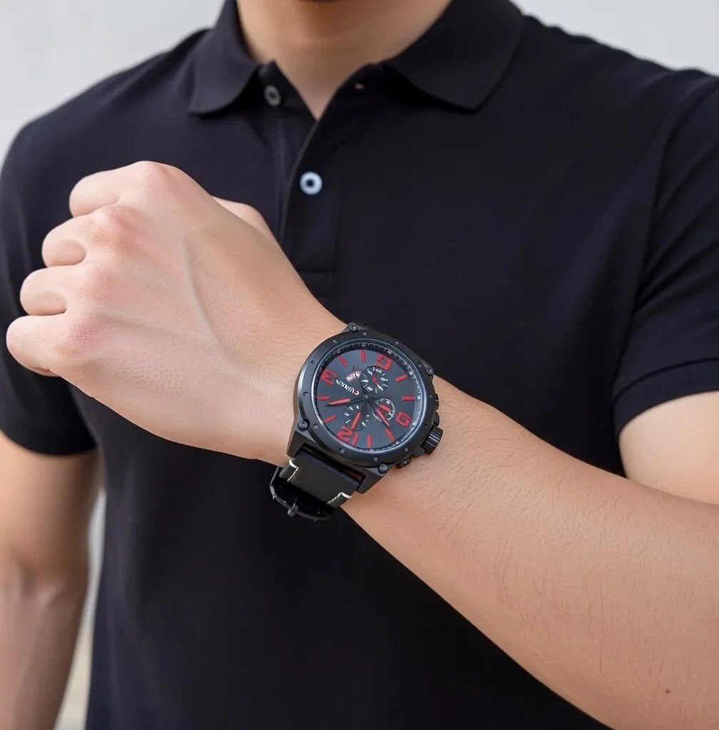 Relógio Masculino CURREN 8230 Pulseira De Couro Preto 4