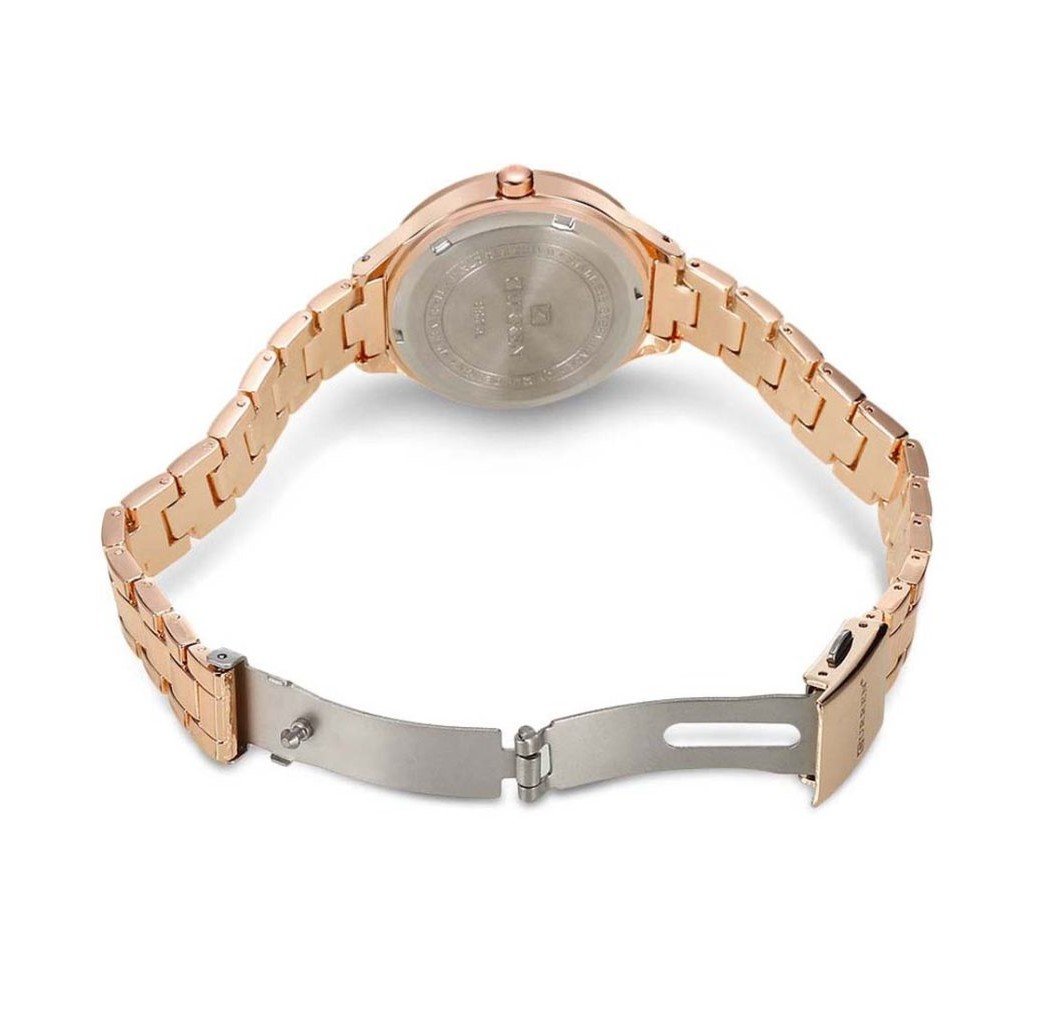 Relógio Curren 9015 Feminino Aço Inoxidável Rosê/Branco Dourado 2