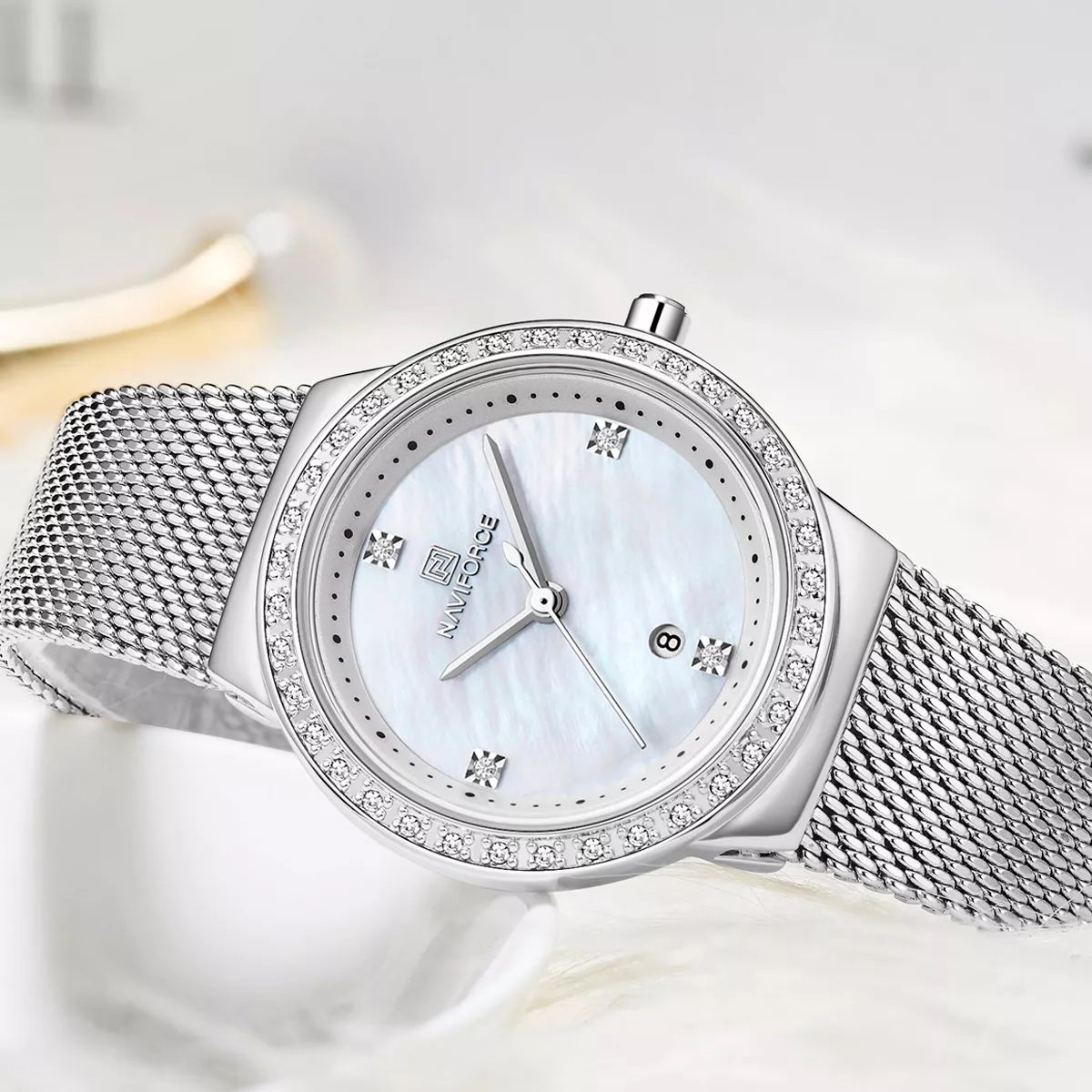 Relógio Naviforce 5005 Feminino Analógico Com Data prata Prata 2