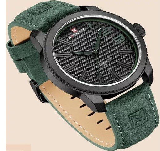 Relógio Masculino Naviforce 9202 Verde Couro Preto/Verde 2