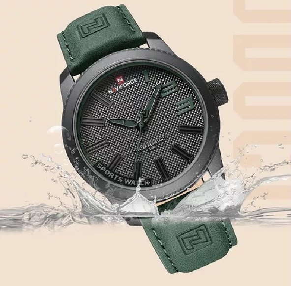 Relógio Masculino Naviforce 9202 Verde Couro Preto/Verde 3