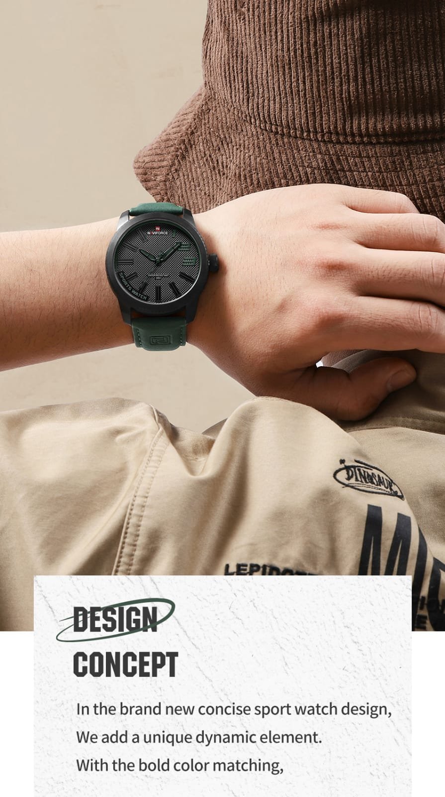 Relógio Masculino Naviforce 9202 Verde Couro Preto/Verde 4
