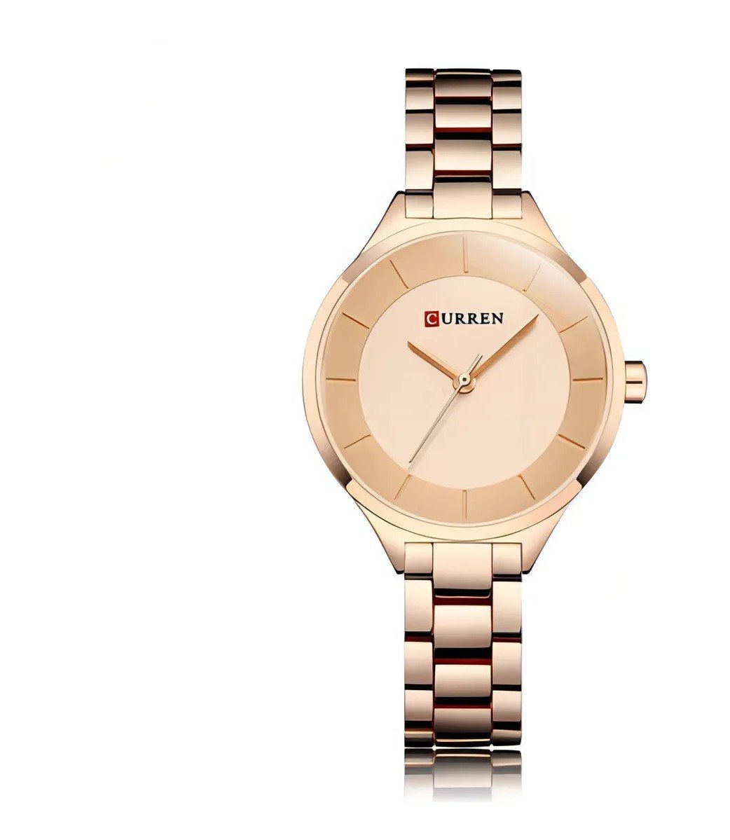 Relógio Curren 9015 Feminino Aço Inoxidável Rosê/Rosê