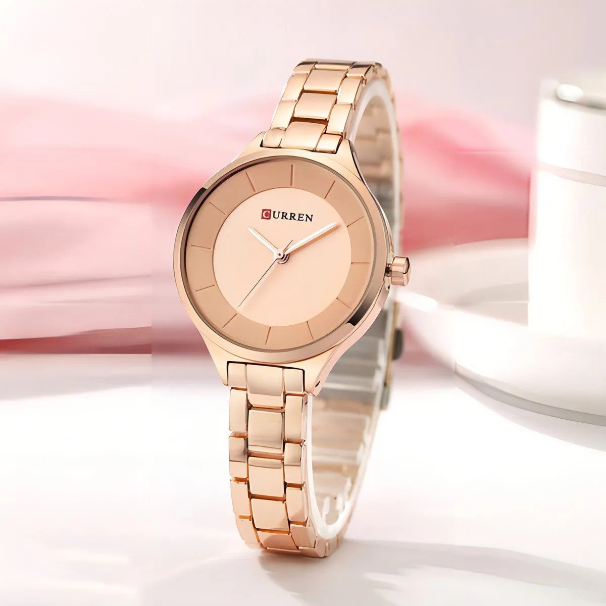 Relógio Curren 9015 Feminino Aço Inoxidável Rosê/Rosê Rosé 2