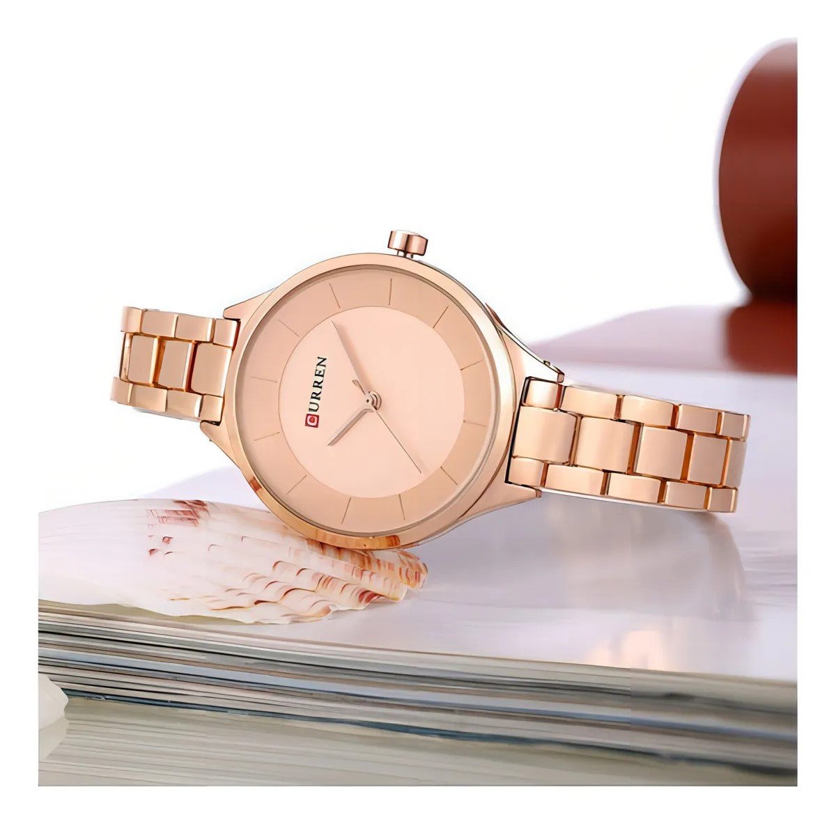 Relógio Curren 9015 Feminino Aço Inoxidável Rosê/Rosê Rosé 3