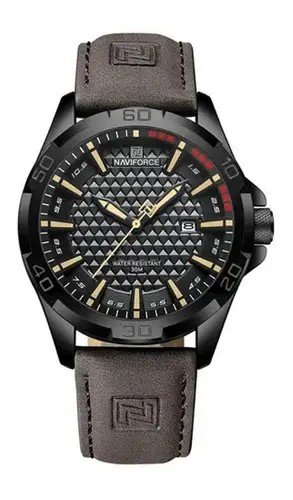 Relógio de pulso Naviforce 8023 pulseira  de couro cor marrom