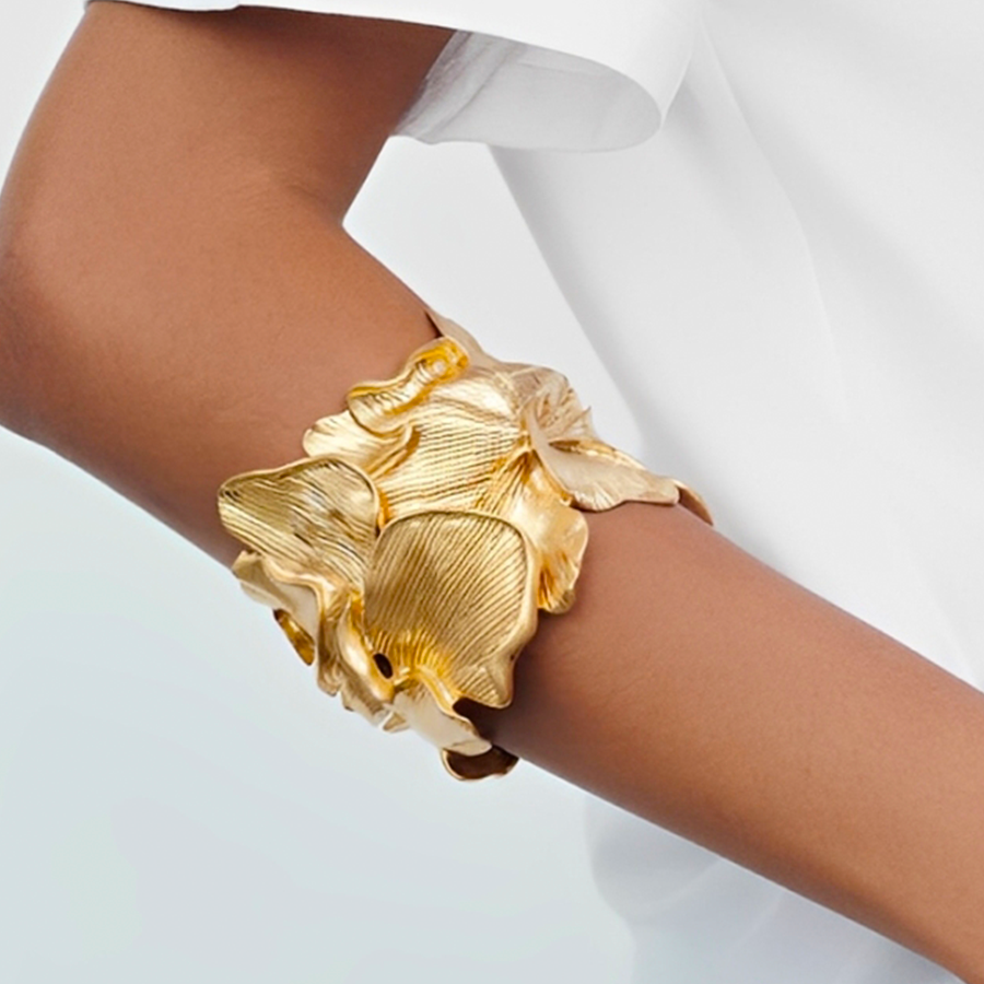 BRACELETE METALICO TEXTURIZADO Dourado 4