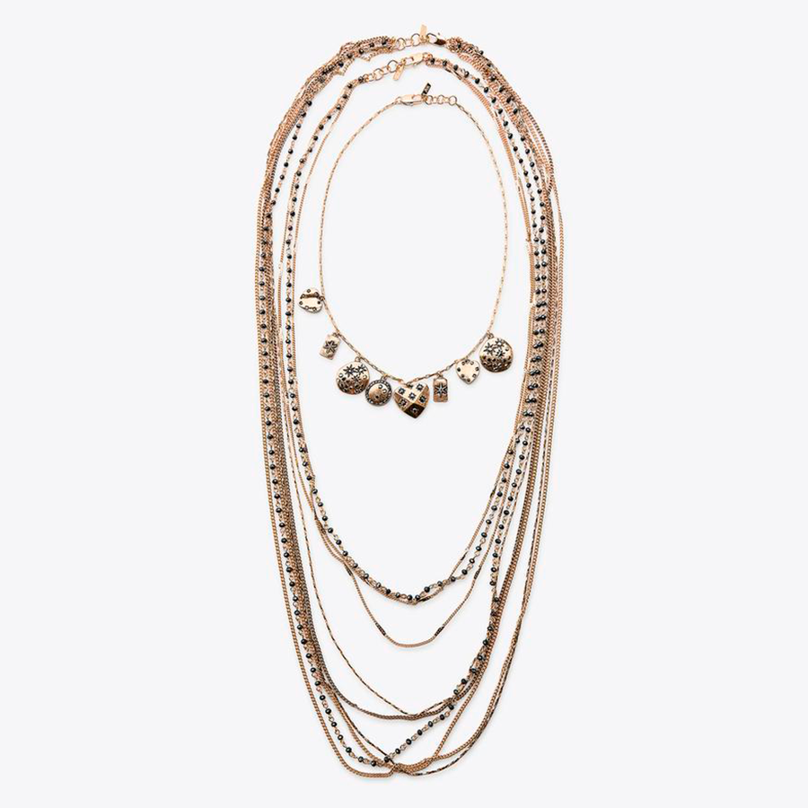 CONJUNTO DE 3 COLARES COM MICANGAS E PINGENTES Dourado 2
