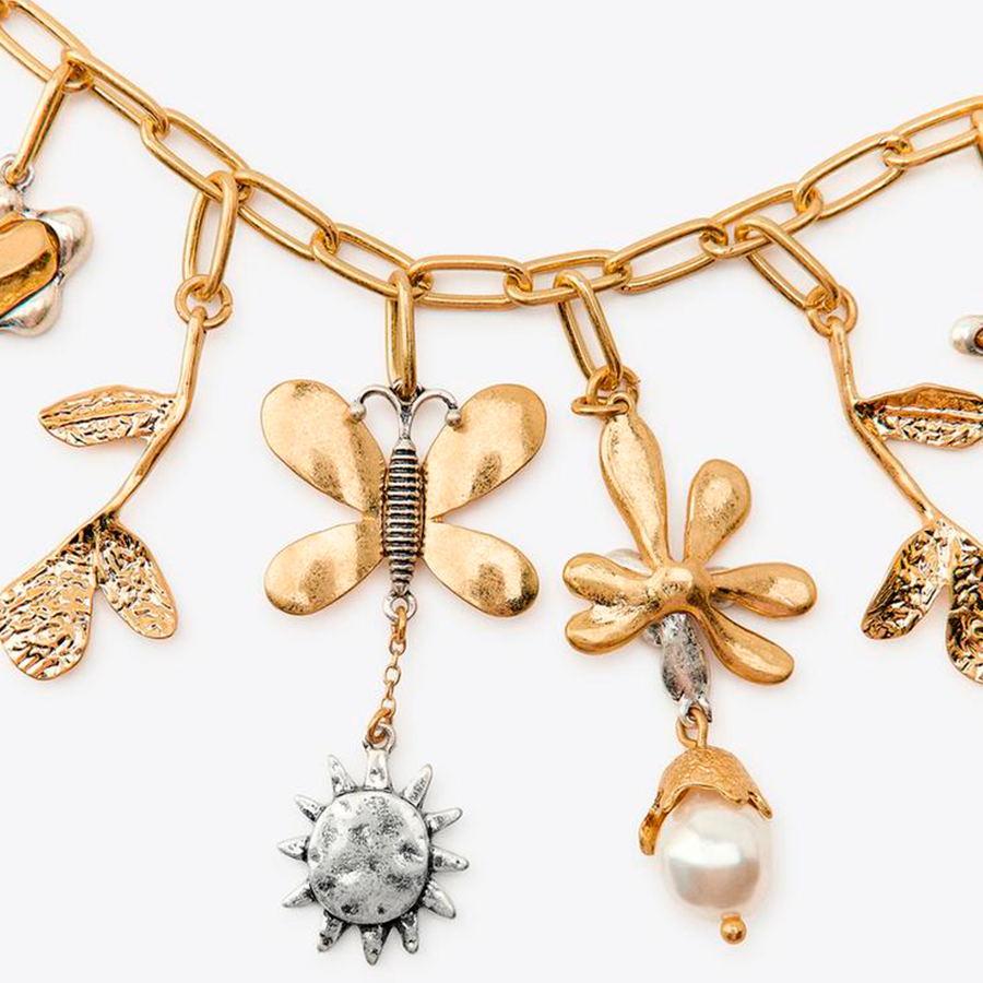 COLAR DOURADO COM PIGENTES DE BORBOLETA Dourado 2