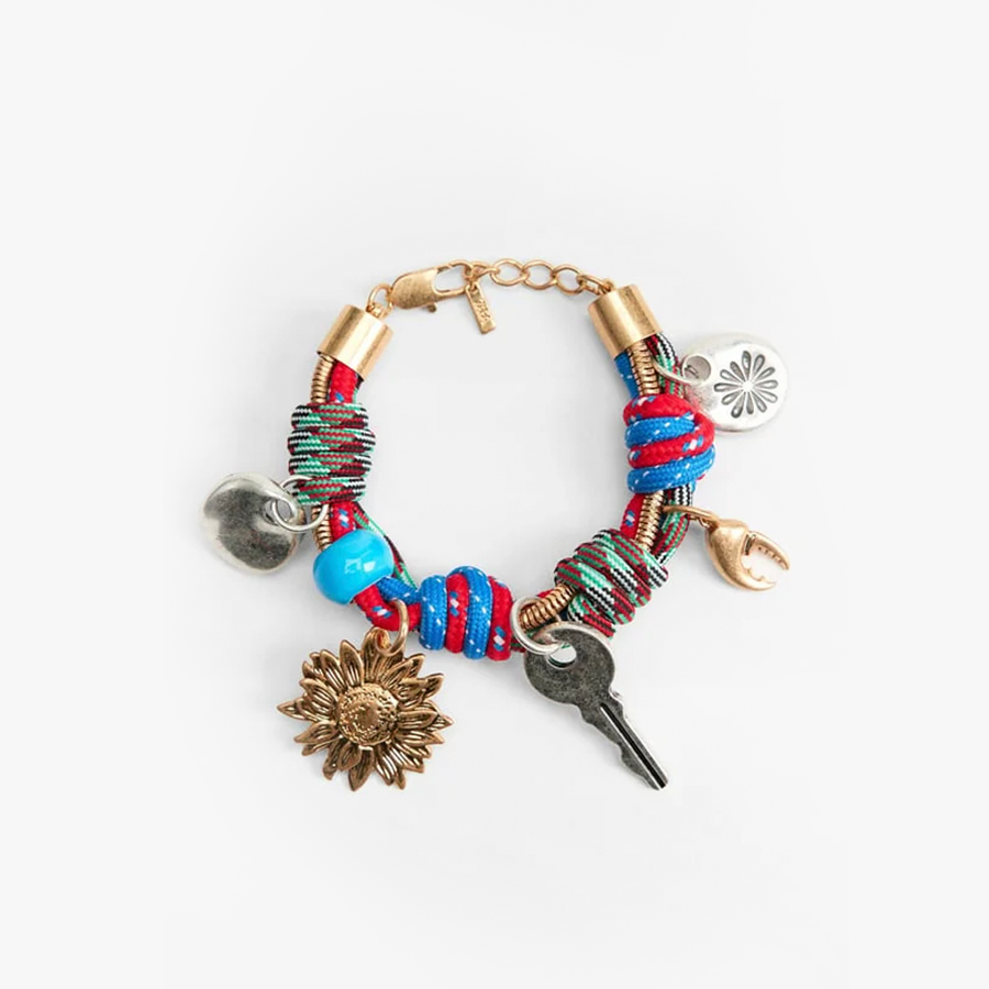 PULSEIRA DE CORDA COM PINGENTES COLORIDOS