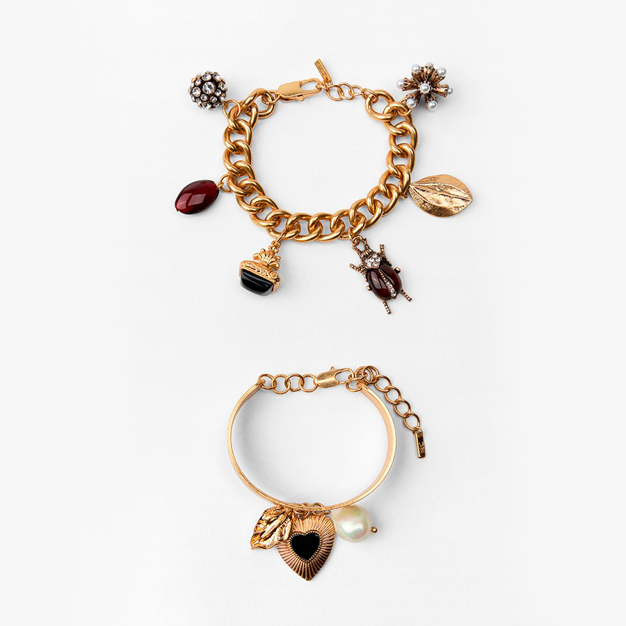 CONJUNTO DE 2 PULSEIRAS COM PINGENTES COMBINADOS Dourado 2