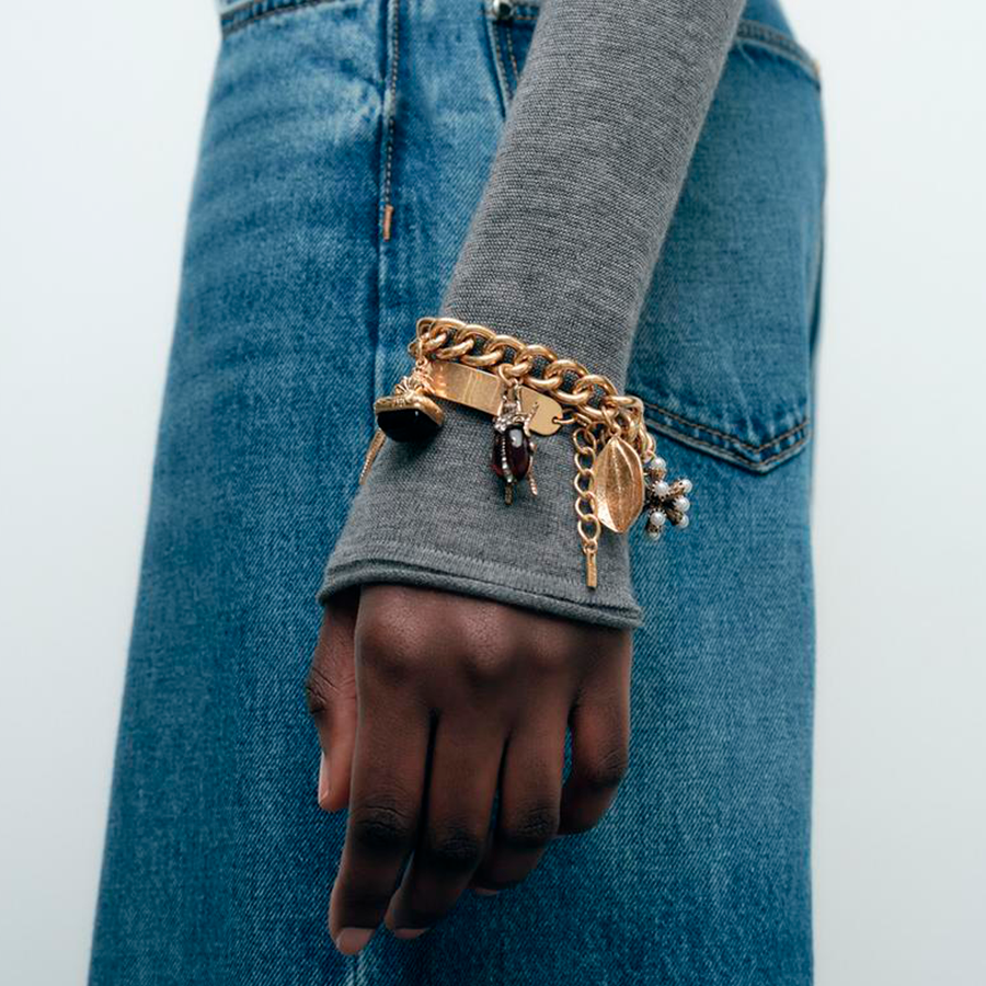CONJUNTO DE 2 PULSEIRAS COM PINGENTES COMBINADOS Dourado 3