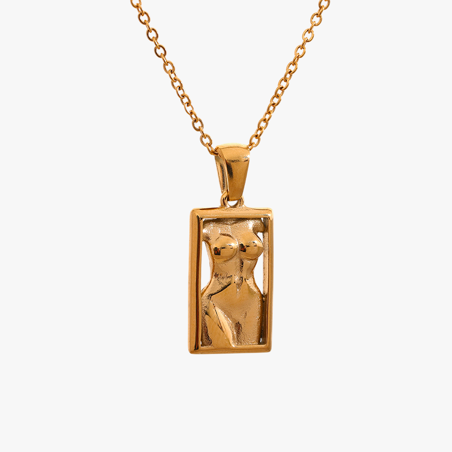 COLAR CORPO FEMININO  ACO INOX COM BANHO DE OURO 18K