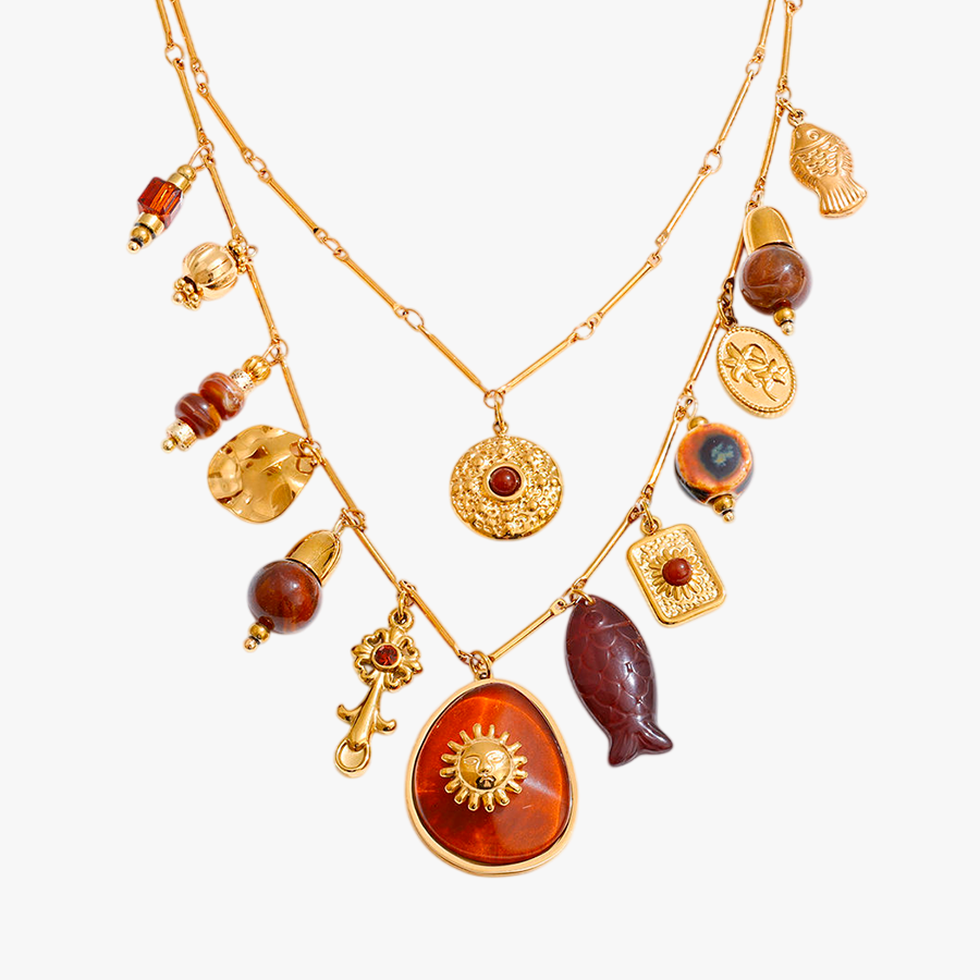 COLAR CAMADAS COM PINGENTES BOHO