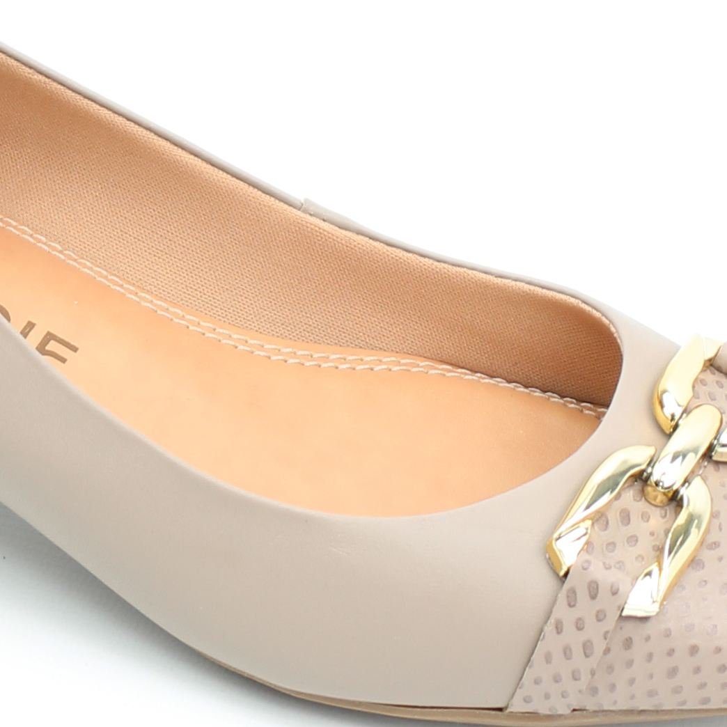 Scarpin Salto Bloco Fivela Bege 3