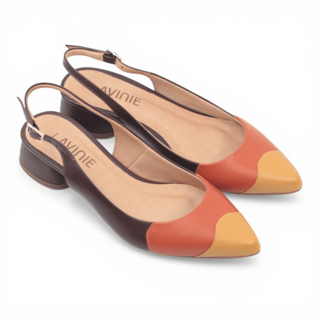 Scarpin Slingback Salto Bloco Marrom 2