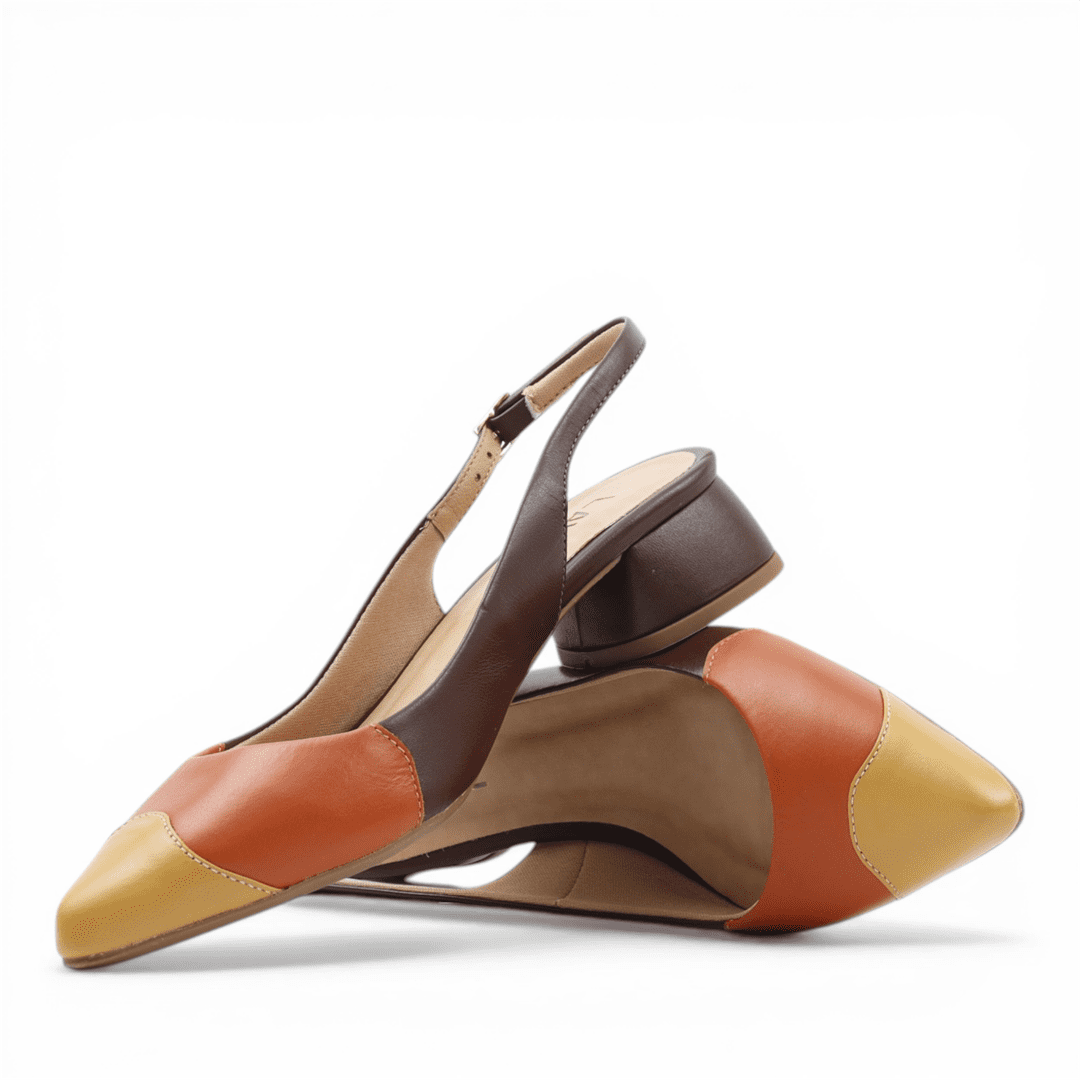 Scarpin Slingback Salto Bloco Marrom 4