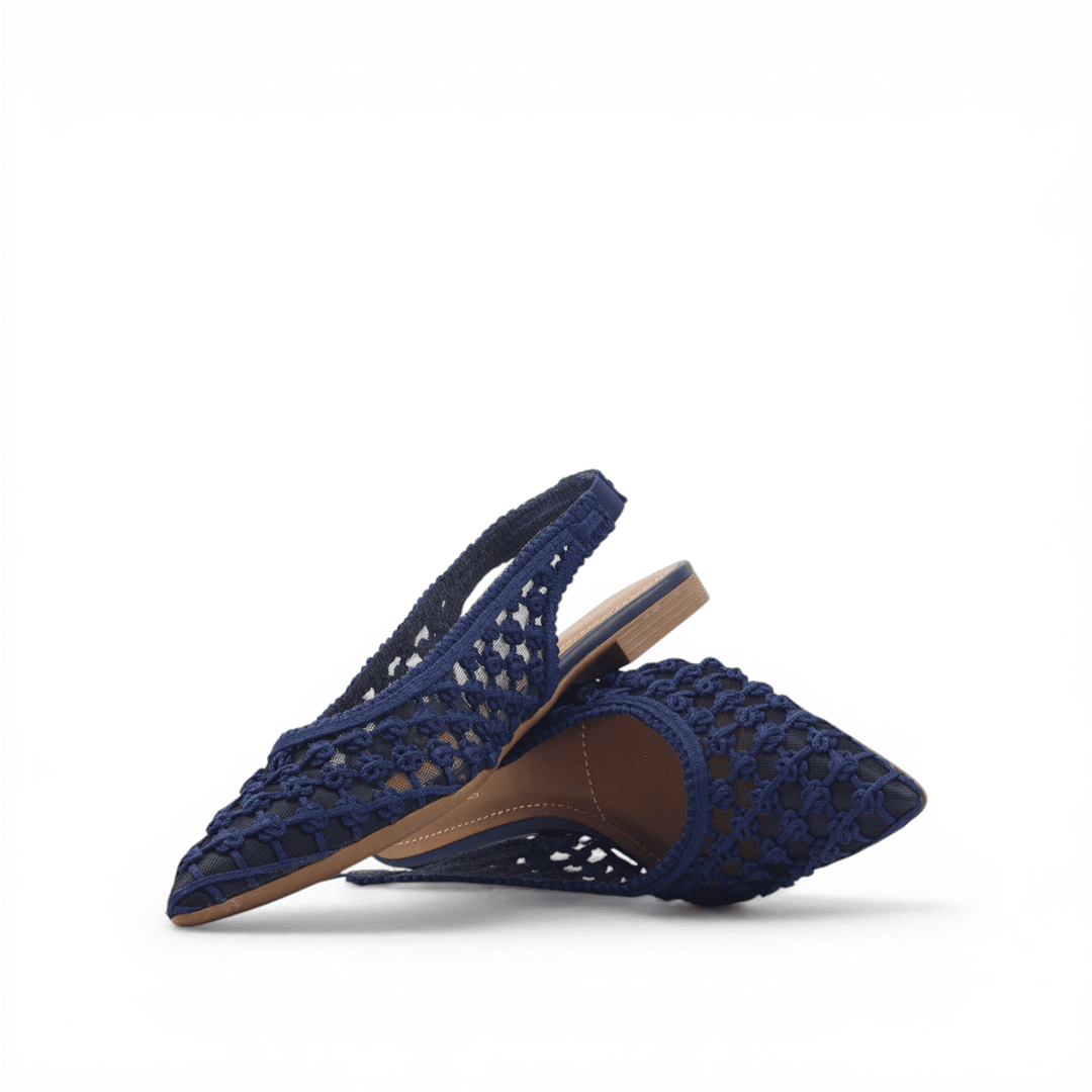 Sapatilha Slingback Bordada Azul Marrinho 2