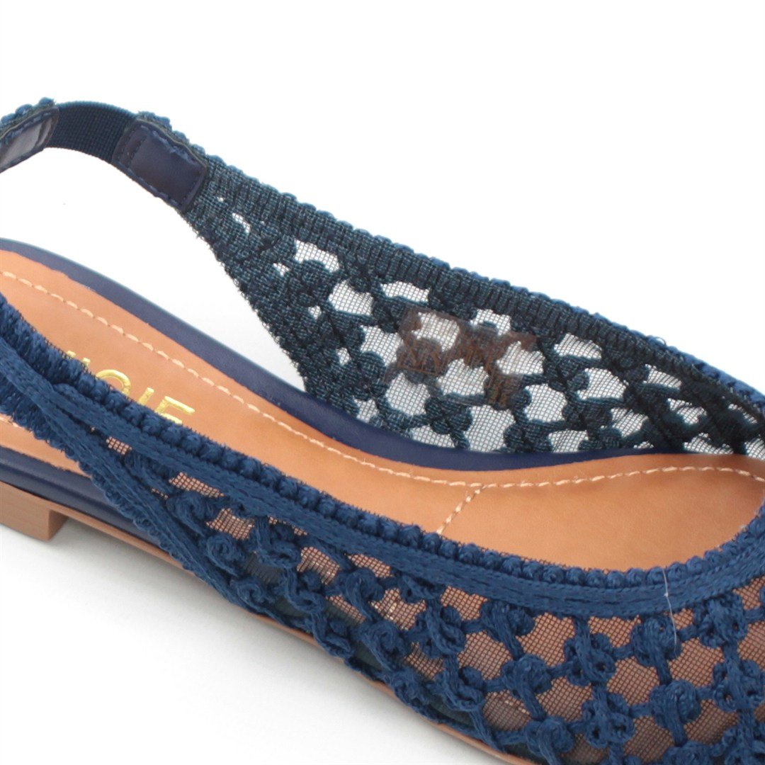 Sapatilha Slingback Bordada Azul Marrinho 3