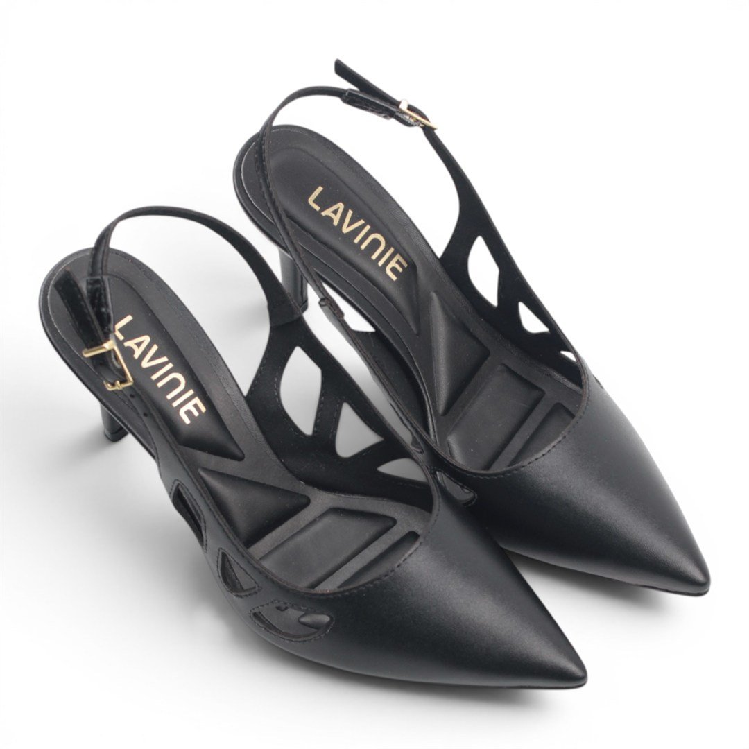 Scarpin Slingback Salto Fino Preto 3