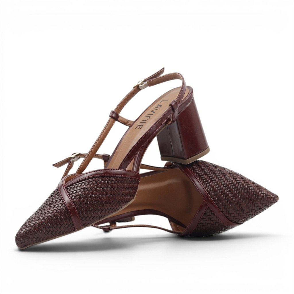 Scarpin Slingback Salto Bloco Marsala 2