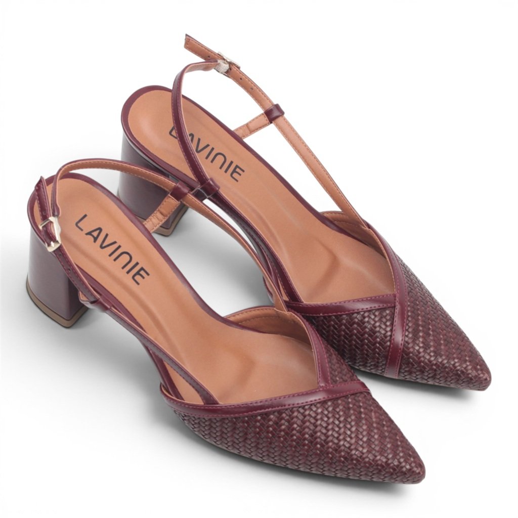 Scarpin Slingback Salto Bloco Marsala 3