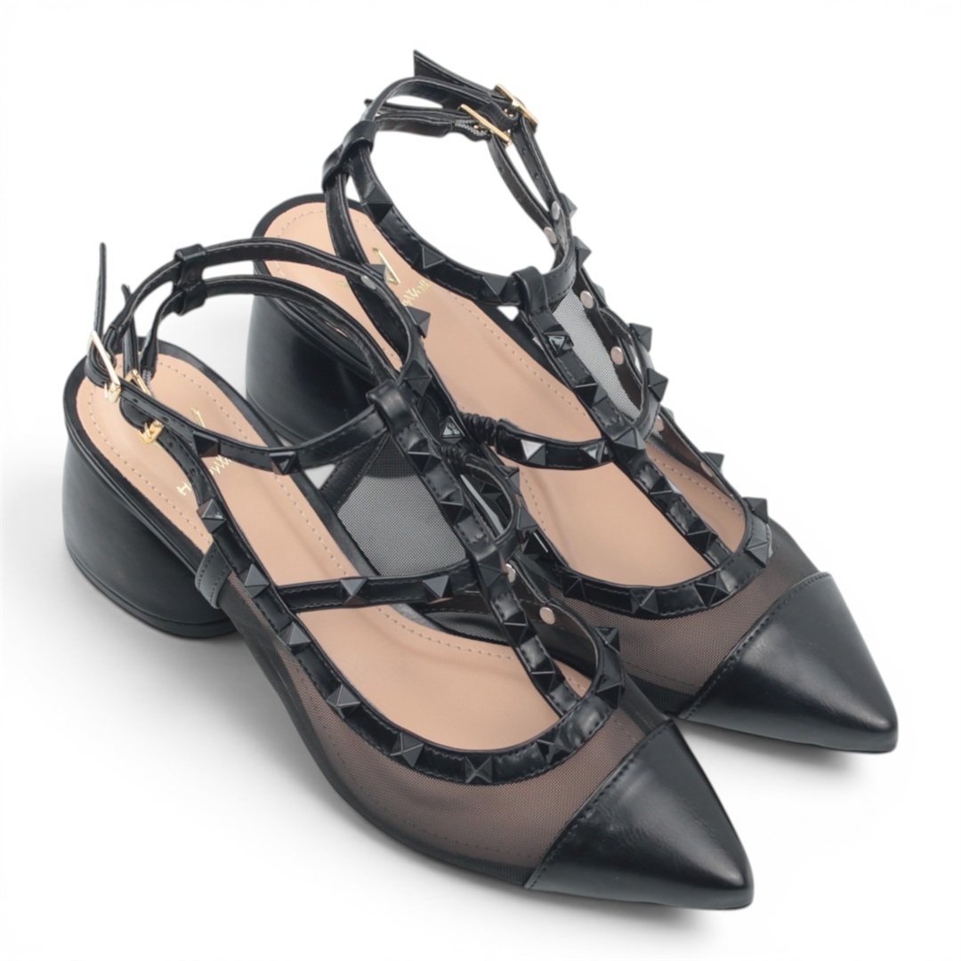 Scarpin Slingback Salto Bloco Preto 4