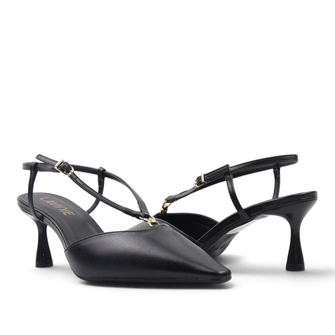 Scarpin Slingback Salto Fino Preto 2